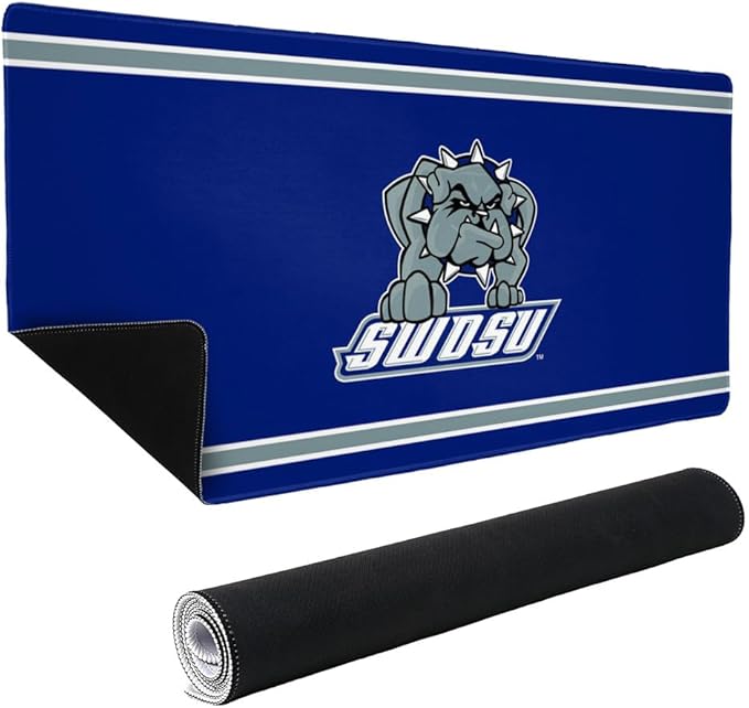 Southwestern Oklahoma State Bulldogs Primary Logo Stripes Large Gaming Mouse Pad Desk Mat with Stitched Edges Non-Slip Base for Gamer Home and Office 31.5 x 15.7