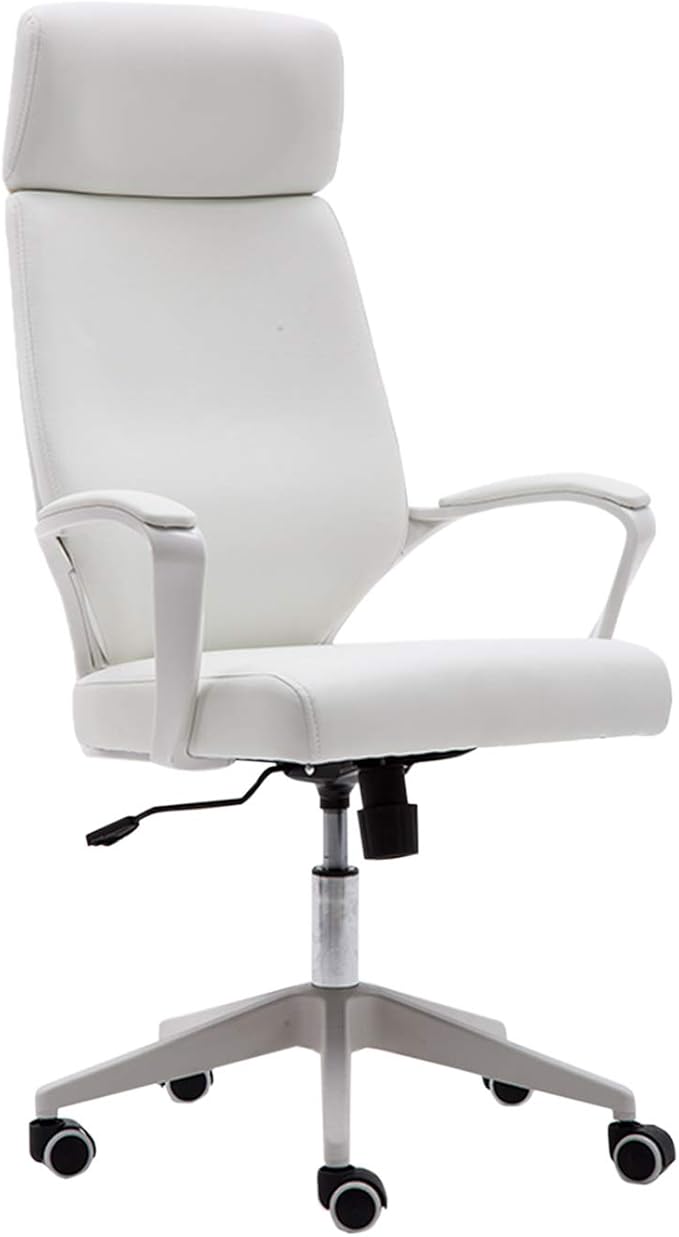 Mlaea High Back Gaming Chairs Living Room Chair with Height Adjustable Rocking Function Executive Swivel Computer Chair(Size:50 * 47 * 105-113CMColor:White)