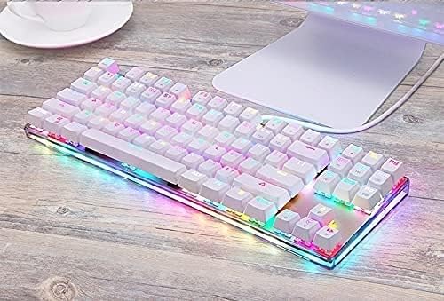 Mechanical Gaming Keyboard87 Keys RGB LED Rainbow Backlit Wired Keyboard for PC/GamerWhite
