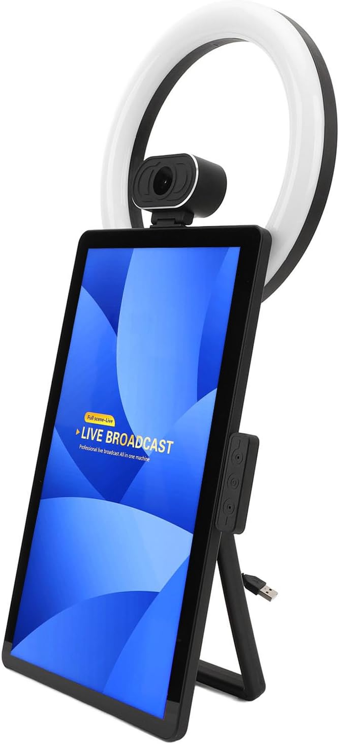 Asixxsix Interactive 50MP Camera Live Broadcast Machine with 8 Core CPU 4 Camera Feeds Sound Card Screen Mirroring Background Blur (US Plug)