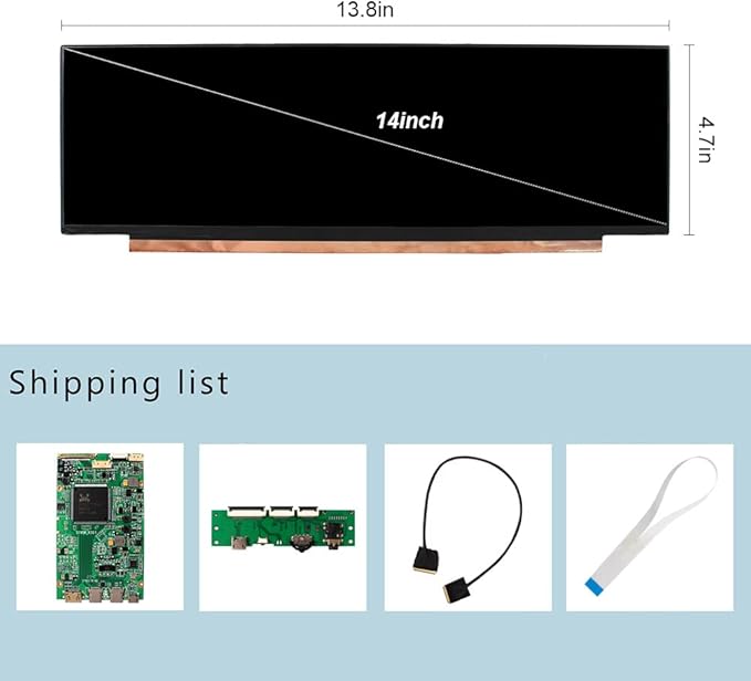 VSDISPLAY 14 Inch NV140XTM-N52 IPS LCD Screen 3840x1100 14'' Display Panel with USB C LCD Controller Board VS-RT2795T4K-V5