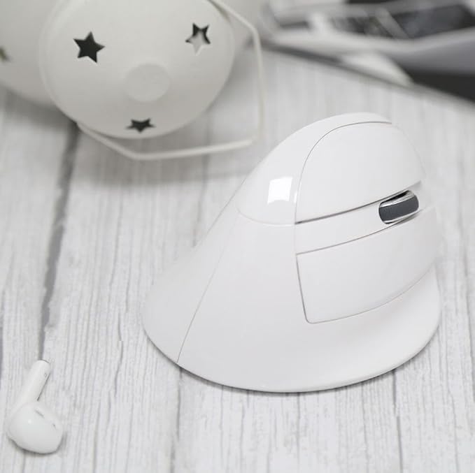 DELUX Wireless Ergonomic Mouse Vertical Mouse for Small Hand Silent Click Ergonomic Mouse Up to 4000 DPI 6 Buttons BT 5.0/2.4G Dual Mode for Carpal Tunnel for Laptop/PC (M618MINI DB-White)