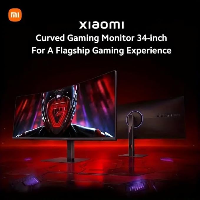 XIAOMI Curved Gaming Monitor 34-inch 180Hz High Reshed Rate 1ms Fast FreeSync Premium Professional Calibration 95% DCI-P3 100% sRGB* Low Blue Light Computer Screen Monitor Desktop Monitor