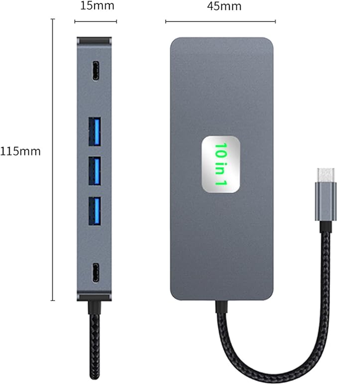 USB C to Dual Monitor DockingStation USB C to Dual HDMI(4K@60Hz) Multiport Adapter Thunderbolt 3 Hub (10 in 1 2HDMI 4K60Hz+ RJ45)
