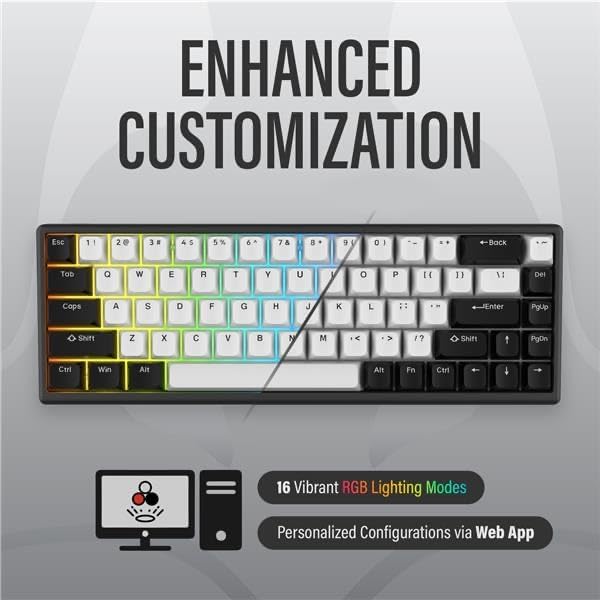 ARBITER Polar 65 -CNC Magnetic Gaming Keyboard w Rapid Trigger Hall Effect Switches CNC Aluminum Frame Rapid Trigger 65% Compact Bright RGB Dual-Shot PBT Keycaps - Black Panda