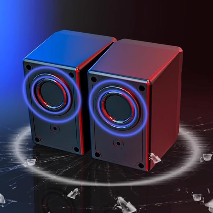 Computer Audio Desktop Home Mini Small Speaker Laptop Mobile Phone Colorful Light Subwoofer(D)