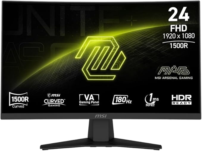 msi MAG 244C 24-inch 1920 x 1080 (FHD) Gaming Monitor 180Hz Adaptive-Sync HDMI DisplayPort VESA Mountable Tilt Height Adjustable Speaker 1ms Black