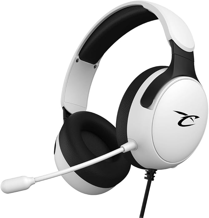 Subsonic - Astra gaming headset for PS5 PS4 PC Xbox gamer headset with 40 mm speakers tiltable microphone integrated volume control and mute button - White and black