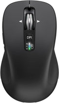 Wireless Bluetooth Mouse (USB + BT1 + BT2) Full Size 4-Way Scrolling Multi-Device Silent Mouse for Computer Laptop iPad MacBook (Black)