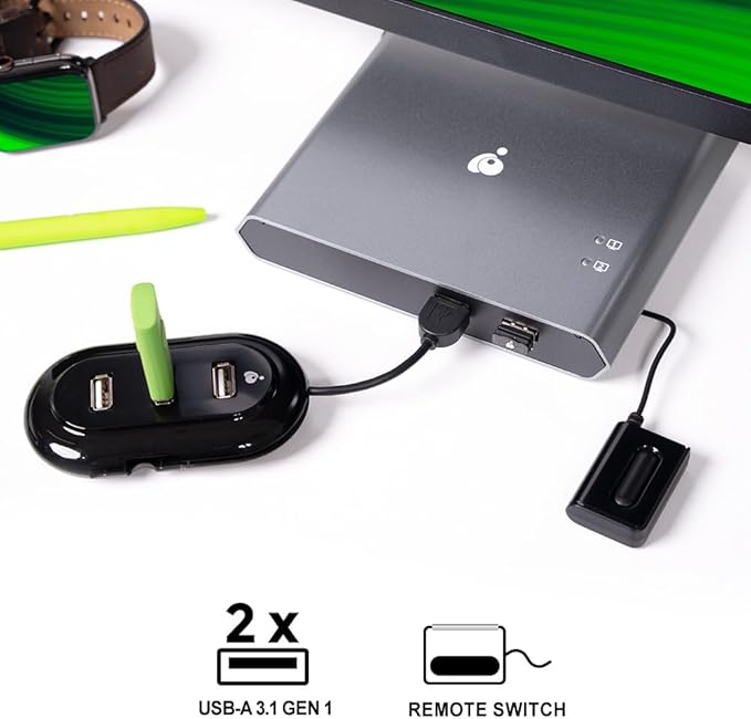 KVM 2-Port USB-C - IOGEAR 2 USB-C/Thunderbolt 3 Devices - 2 USB 3.1 Up To 5Gbps - 4k 30Hz - Power Delivery 75W - Plug n Play - TAA - Mac/Win - GUD3C04