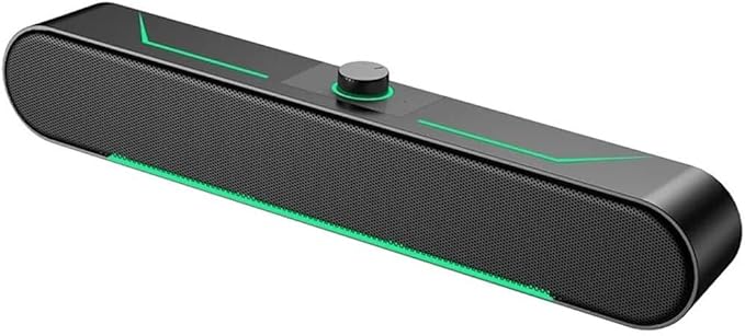 LED Computer Speakers Long Bar Stereo Soundbar with Volume Control USB Powered for Gaming/PC