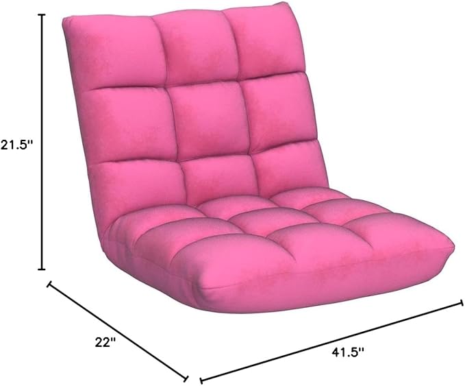 BestComfort Floor Chair with Back Support Floor Gaming Chairs w/ 14 Adjustable Position Padded Sleeper Bed Folding Floor Seating for Living Room Reading Watching TV Meditation for Adults &amp K