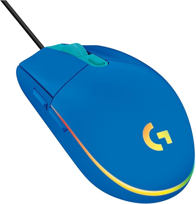Logitech G203 Prodigy Wired Gaming Mouse 8000 DPI RGB Lightweight 6 Programmable Buttons On-Board Memory Compatible with PC/Mac - Blue