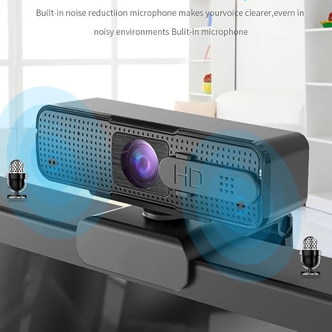 Webcam 1080p Cover Web Camera with Microphone for Computer Video Calling