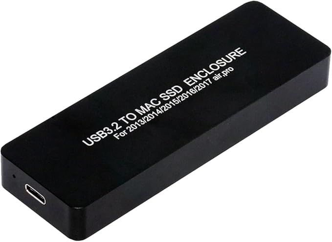 External SSD Enclosure USB-C 3.2 for 12+16 Pin MacBook Air/Pro SSDs mid 2013-2017 CNC Hard Drive Case for A1466 A1465 A1502 A1398 SSDs Portable SSD Reader Box