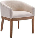 Adjustable Office Computer Chair with Armrest 1pcs Linen Fabric Upholstered Armrest Dining Chairs with Wooden Legs(Beige)