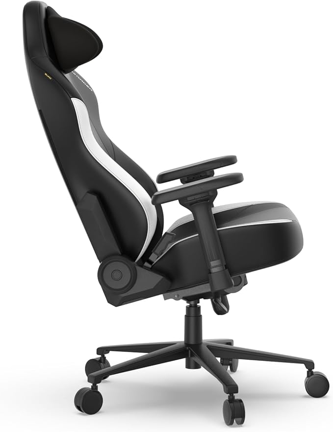 DXRacer Craft XL Video Gaming Chair for Adults Ergonomic Office Reclining Computer Chair with Magnetic Head Pillow and Lumbar Support Racing Style Height Adjustable (EPU Leatherette Black White)
