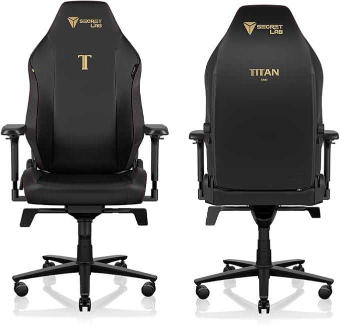 Secretlab Titan Evo Stealth Gaming Chair - Reclining Ergonomic &amp Comfortable Computer Chair with 4D Armrests Magnetic Head Pillow &amp 4-Way Lumbar Support - Black - Leatherette