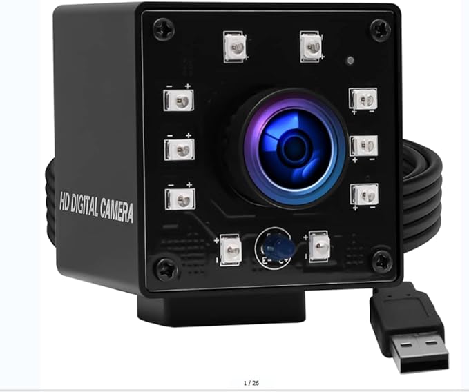 USB Camera 100fps Night Vision WebcamFull HD 1080P Web Cam with IR Cut and 10pcs Led Board LightsDay Nights Webcameras2mp Web Cameras for Most OS (3.6mm lens webcam with IR LED board)