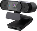 GIZNXBA Video Webcam Noise Cancellation Privacy Cover Wide-Angle Lens Auto Light Correction Auto Focus Function Plug &amp Play USB Webcam for PC Laptop Desktop(Black B2k)