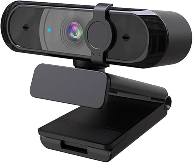 GIZNXBA Video Webcam Noise Cancellation Privacy Cover Wide-Angle Lens Auto Light Correction Auto Focus Function Plug &amp Play USB Webcam for PC Laptop Desktop(Black B2k)