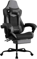 Gaming Chair with Footrest High Back Gaming Chairs PVC Leather Ergonomic Gamer Chair with Adjustable Headrest Lumbar Support Racing Style Video Gaming Chair for Office/Home (BlackGrey)