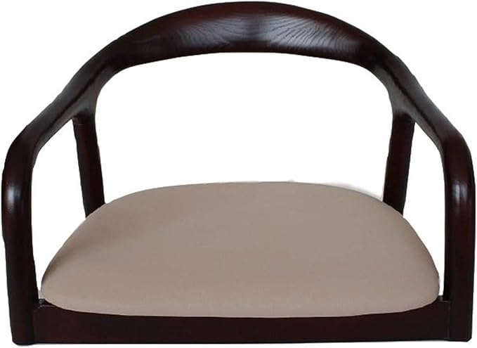 Aimeryup Balcony Legless Chair Floor Chair Wooden Artificial Leather Cushion Set Back Support Lazy Shop 52X54X43CM(Size:52X54X43CMColor:B)