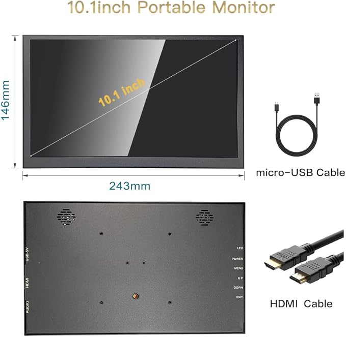 10 inch Monitor Touchscreen Small HDMI Portable Display 1024x600 IPS Computer 10.1 inch Secondary Screen mini Monitors for Windows Mac Laptop PC