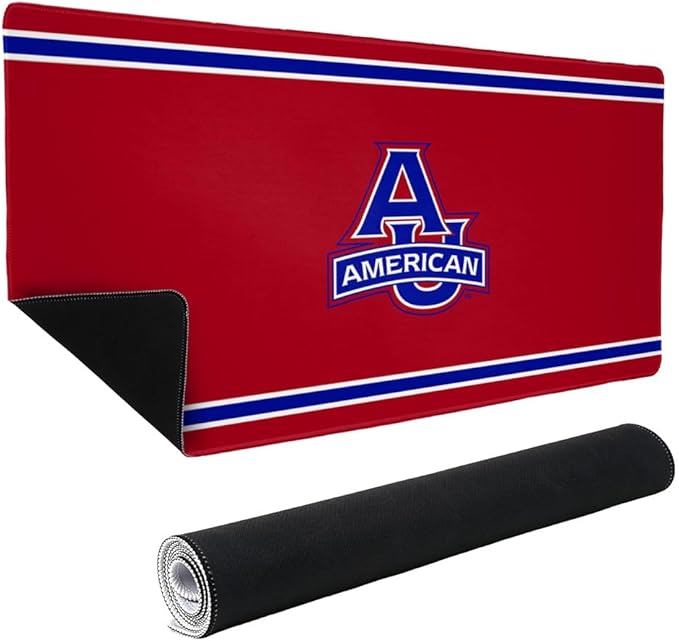 American University Eagles Primary Logo Stripes Large Gaming Mouse Pad Desk Mat with Stitched Edges Non-Slip Base for Gamer Home and Office 31.5 x 15.7