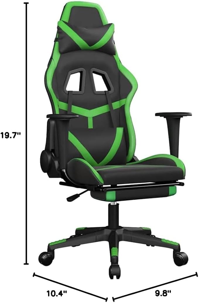 Ergonomic Gaming Chair with Adjustable Height Lumbar Support Swivel Function Footrest for Office Desk Game Room
