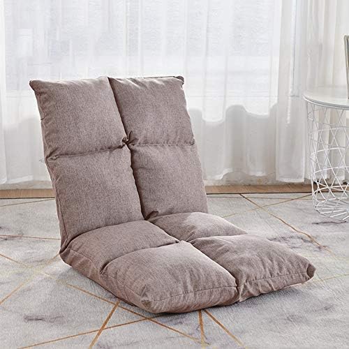 BTZHY Floor Chair Floor Chair Lazy Leisure Sofa 5 Speed Adjustment Computer Chair Bed with Backrest Removable and Washable Folding Floor Chair for Bedroom Bay Window (Color : Khaki)
