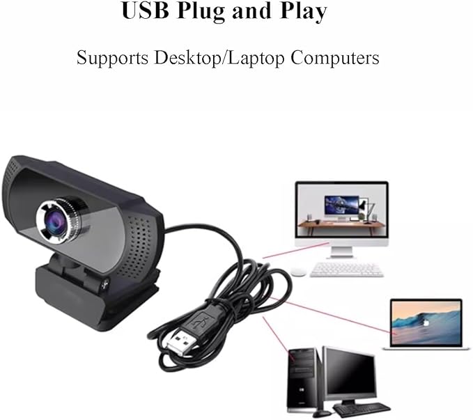 GIZNXBA 1080P Webcam with Microphone Streaming Webcam Manual Focus Plug and Play Noise-Canceling Microphone for Creators Podcasters Meetings