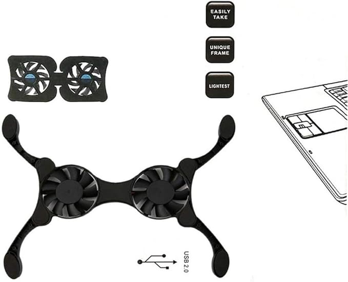 2pcs 70mm Universal Foldable USB Laptop Cooler Quiet Anti-Slip Heat Dissipation Cooling Fan Bracket for Most Laptop