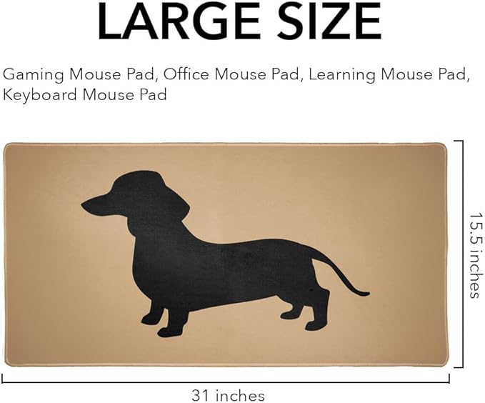 Dachshund Wiener Dog Large Gaming Mouse Pad Desk Mat with Stitched Edges Non-Slip Base for Gamer Home and Office