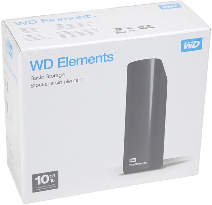 Western Digital - WD Elements 10TB Desktop Hard Drive - USB 3.0 for Laptop Desktop Windows Computer - Crypto Chia Mining - WDBWLG0100HBK-NESN