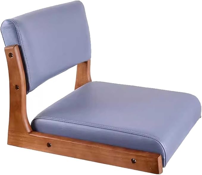 ELEFOCUS Legless Tatami Chair with Back Support Japanese Style Portable Floor Chair Home Bay Window Lazy Backrest Chair(Walnut Blue)