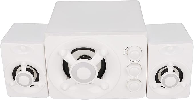Zunate Computer Speakers USB Powered Small PC Speakers Stereo Subwoofer Multimedia Wired Speaker with RGB LED Light for PC Laptop (New Version White)