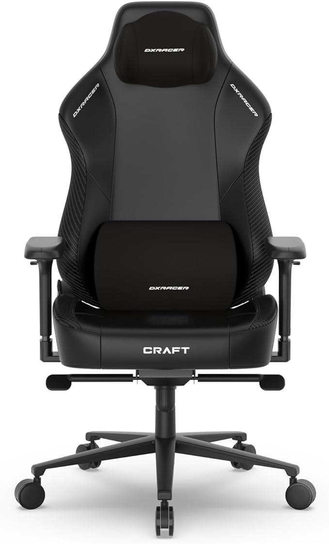 DXRacer Craft XL Video Gaming Chair for Adults Ergonomic Office Reclining Computer Chair with Magnetic Head Pillow and Lumbar Support Racing Style (EPU Leatherette EPU Leatherette Black)