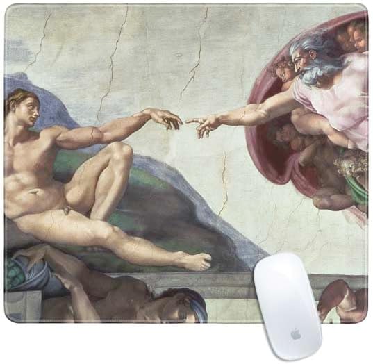 Skinit Creation of Adam by Michelangelo Design 17.7 x 15.75 Medium Gaming Mouse Pad Desk Pad with Stitched Edges for Office and Home.