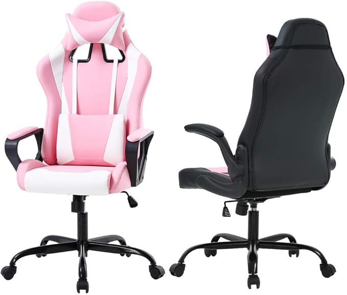 Ergonomic Office Chair Desk Gaming Chair PC Racing Chair High Back Executive Recliner Backrest and Seat Height Adjustable Swivel Rocker E-Sports Chair for Adults with Headrest and Lumbar Support