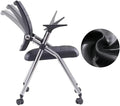 Comfortable Foldable Office Home Office ChairFolding Chair with Wheels Desk Chairs for Bedroom with Padded Seats Small SpacesGaming Ergonomic Foldable armrest360° RotationBlack