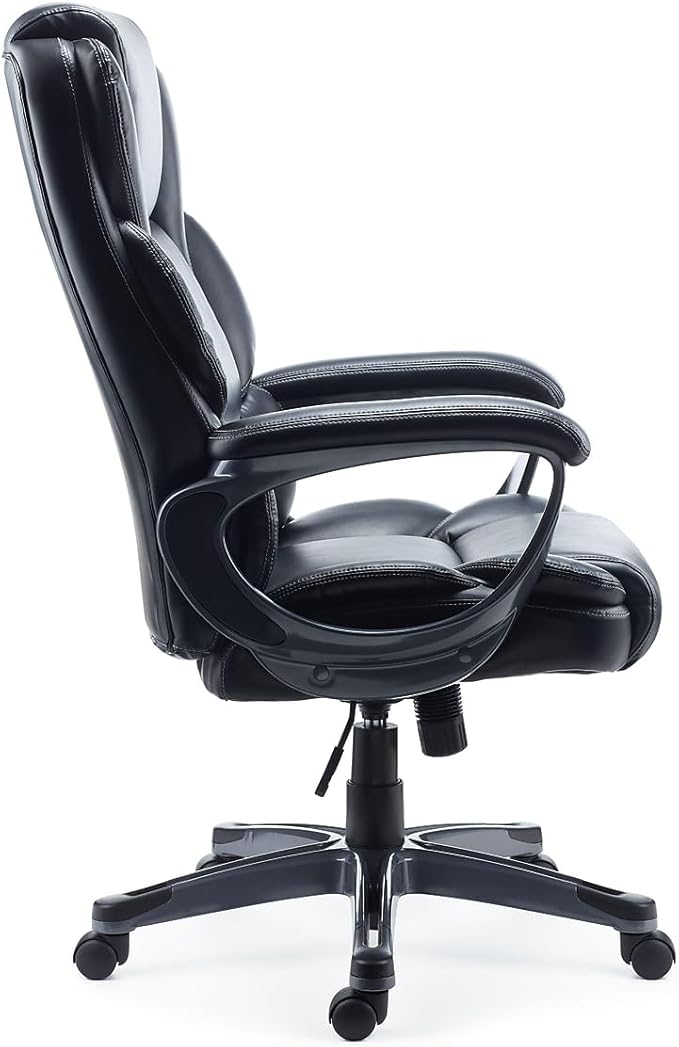Staples Mcallum Ergonomic Manager &amp Executive Office Chair Task Desk Swivel Chair with Wheels Adjustable Height Bonded Leather Black