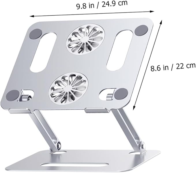 POPETPOP Dual Fan Laptop Cooler Stand Adjustable Height Aluminum Cooling Pad for Notebooks to 17.3 Inch with Foldable Design USB Powered Cooling Accessory for Gaming and Office Use