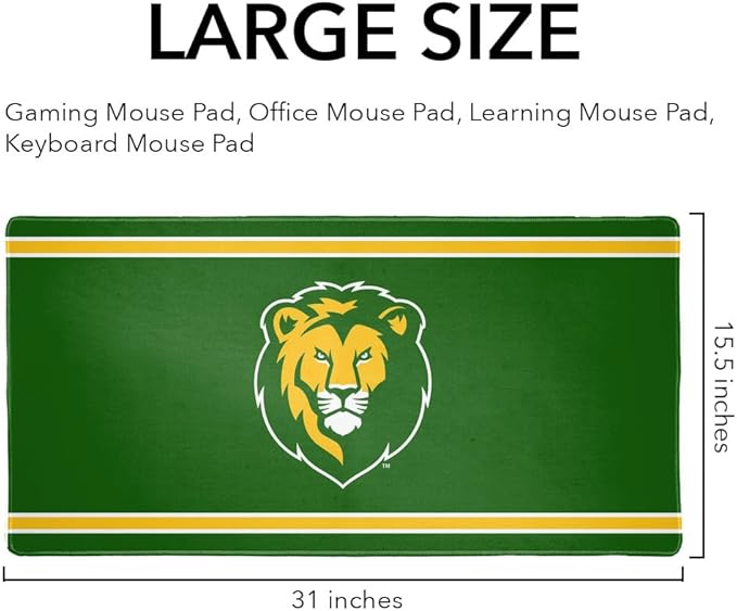 Southeastern Louisiana University Lions Primary Logo Stripes Large Gaming Mouse Pad Desk Mat with Stitched Edges Non-Slip Base for Gamer Home and Office 31.5 x 15.7
