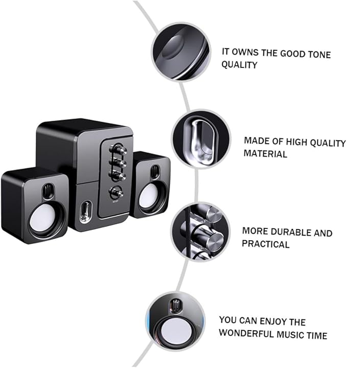 USB Laptop Computer Desktop Speaker with 3D Surround Sound and Deep Bass Portable USB-Powered Music Speaker for Home and Office Use Black