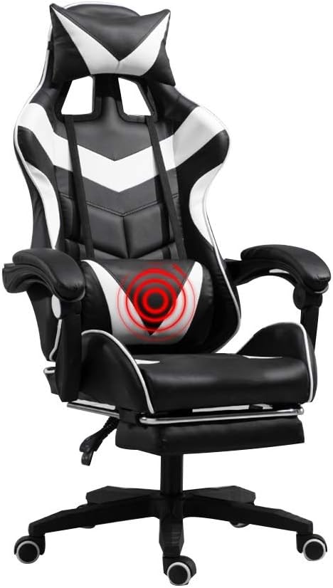 UISLA Swivel Task Ergonomics Lift Seat with footrest High Back Gaming Multifunction with Headrest and Lumbar Support for Video Game Swivel fied