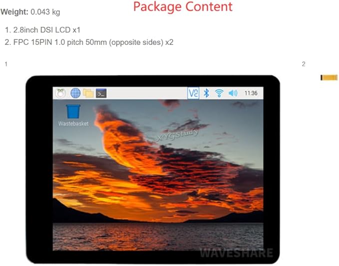 2.8inch DSI Capacitive 480×640 IPS Display Panel Touch Display LCD for Raspberry Pi 5/4B/3B+/3A+ with I2C Touch Port and Fully Laminated Screen
