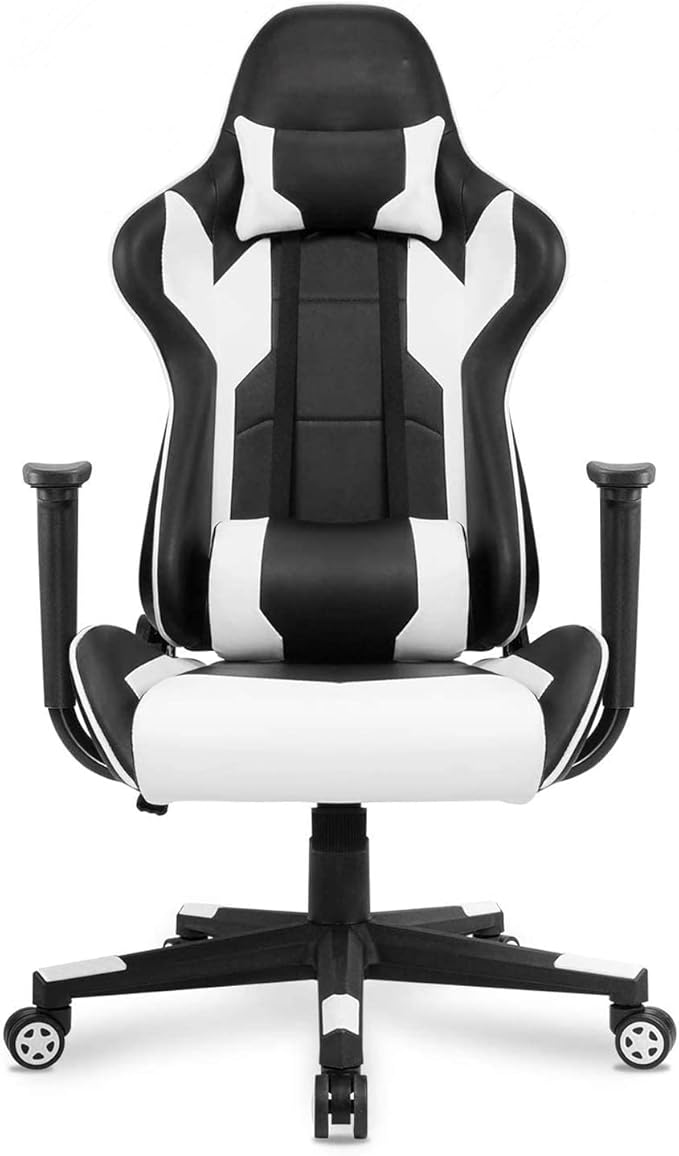 Adult Gaming Chair Ergonomic Massage Chair Modern Carbon Fiber Desk Chair Large Gaming Chair Teenage Gaming Chair (Red) White