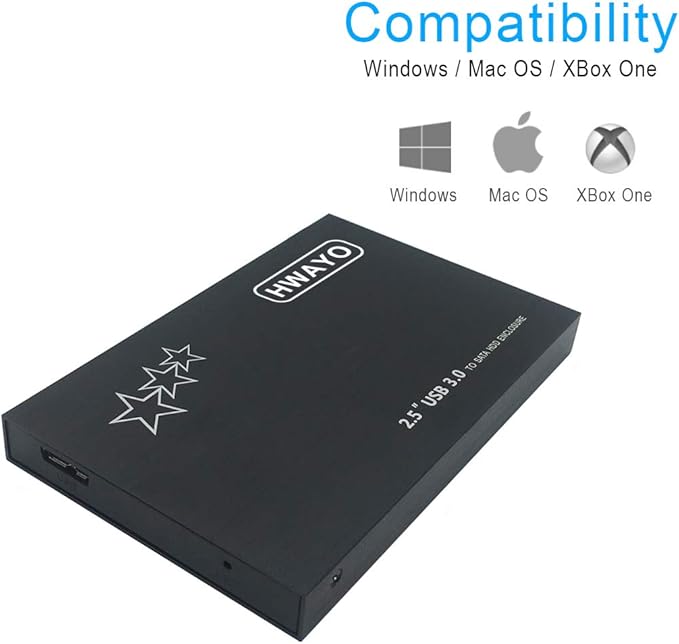 250GB External Hard Drive Portable 2.5'' Ultra Slim HDD Storage USB 3.0 for PC Laptop Mac Chromebook Xbox One (Black)