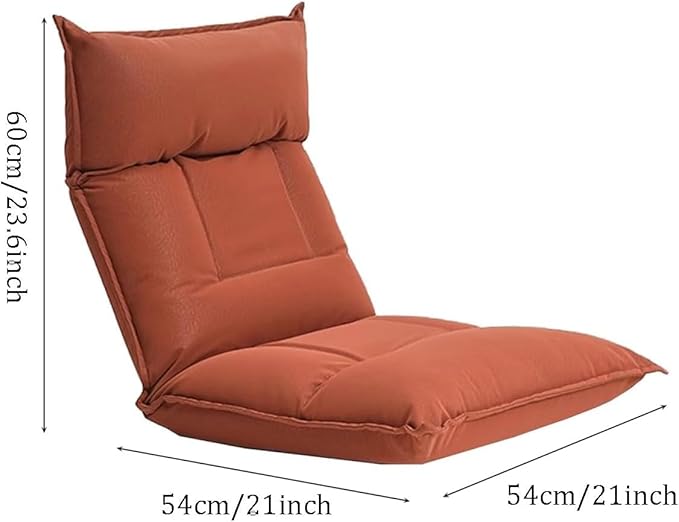 ELEFOCUS Folding Floor Gaming Chair with Back Support Adults Floor Chair with 42 Adjustable Positions Folding Sofa Seat Lounge Couch(Orange)